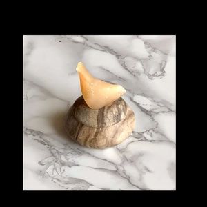 Vintage Carved Butterscotch Finial Bird Round Trinket Box